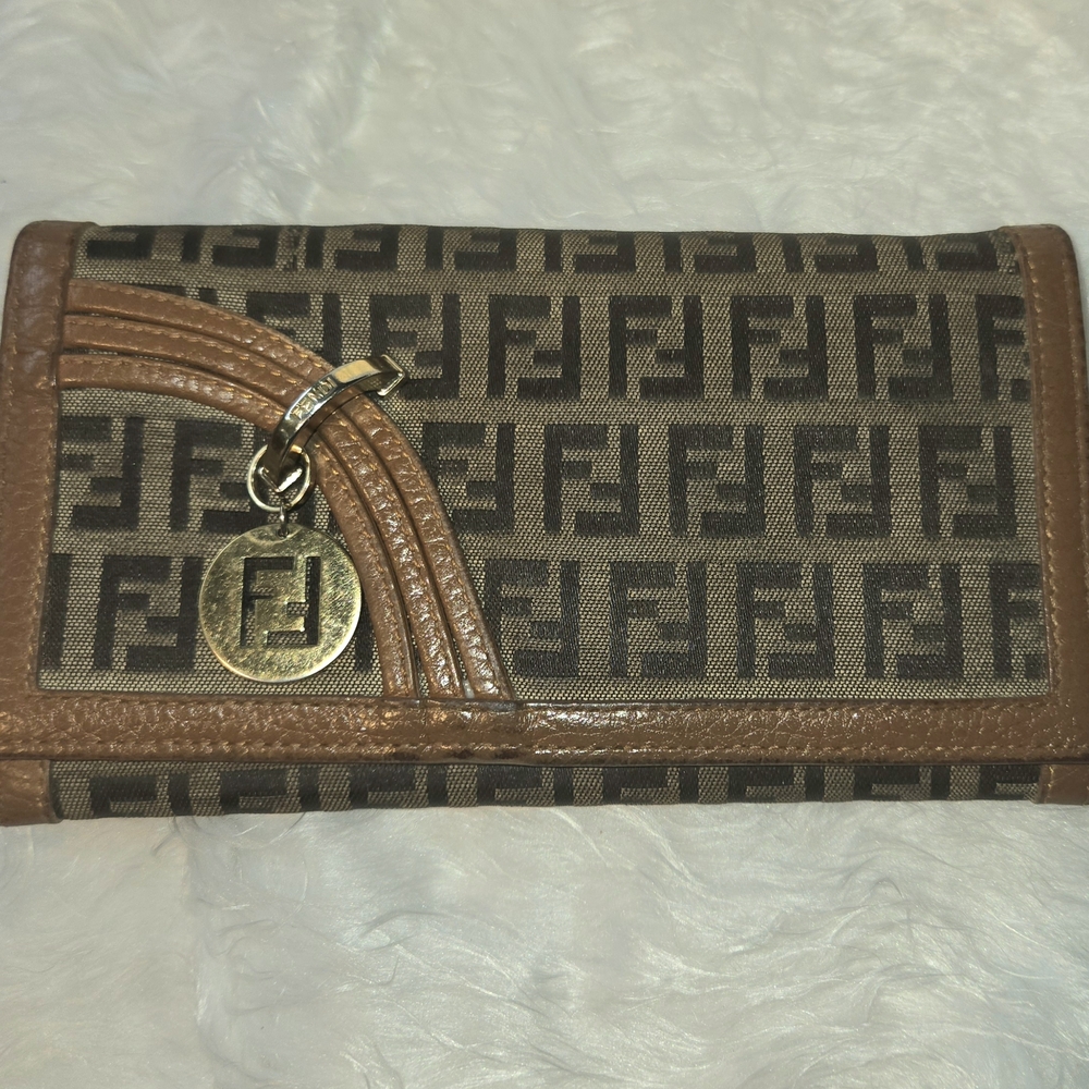 Fendi Monogram Wallet in Brown and Tan Authentic!!